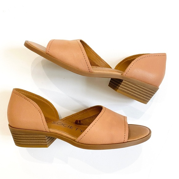 Sole society cut-out tan midi heel sandals - Picture 2 of 4